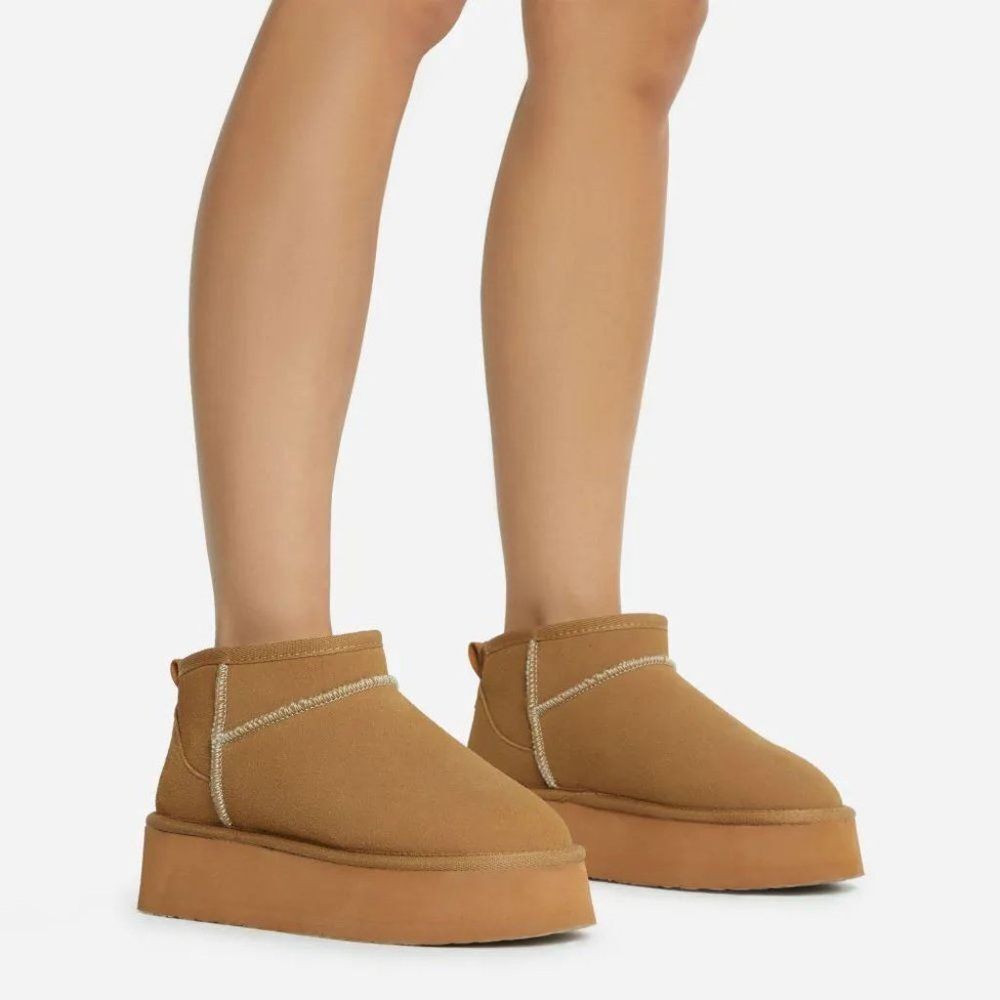 Tan Chestnut Cozy Faux Fur Slipper Boot